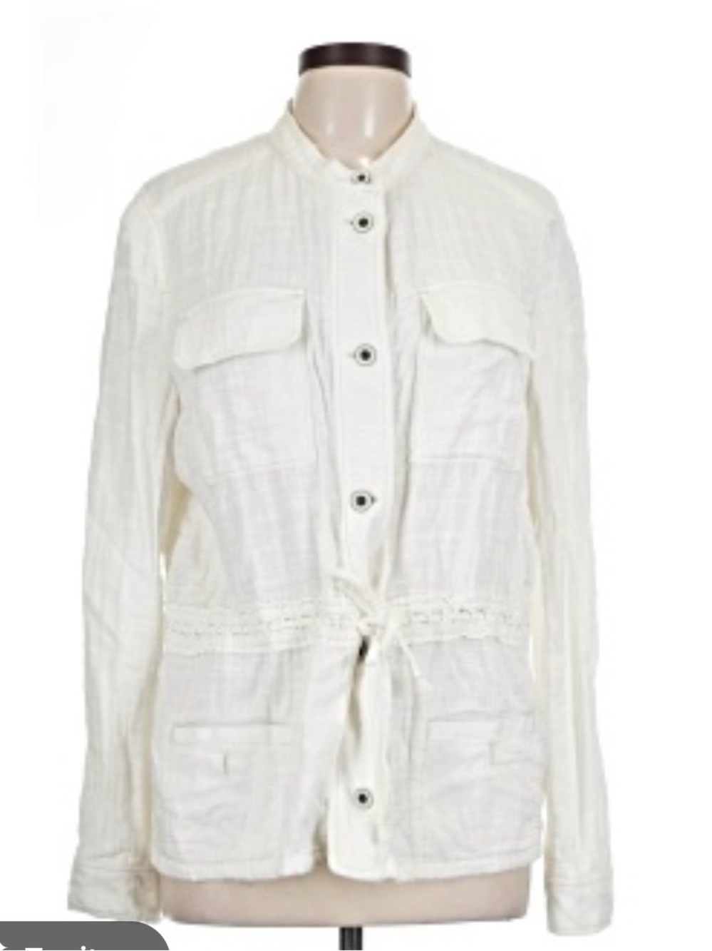 Anthropologie Hei Hei  White Drawstring Utility Jacket - Medium